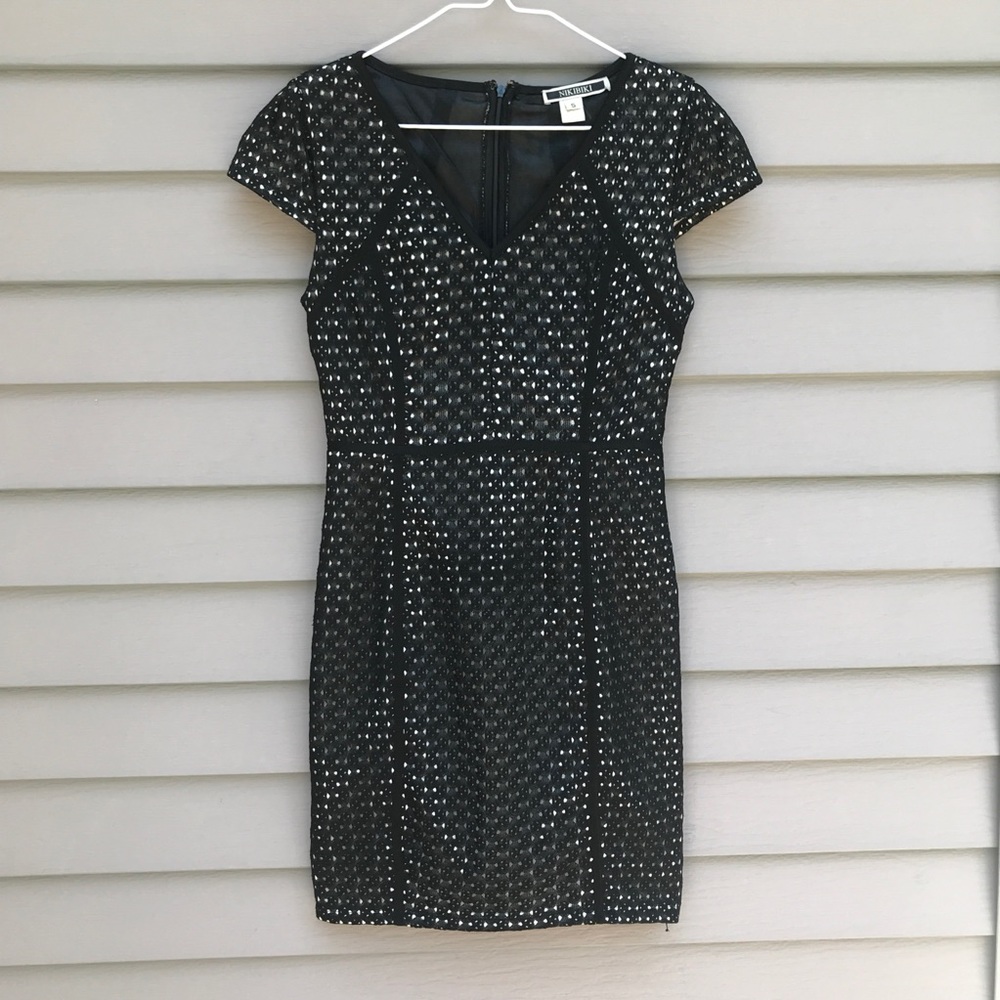 Nikibiki black lace office work dress size small